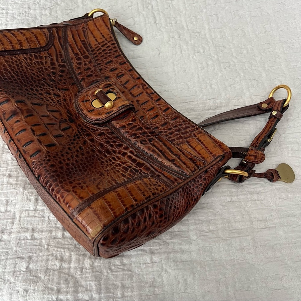 Brahmin Brown Croc Embossed Medium Shoulder Bag One Size - Picture 12 of 15